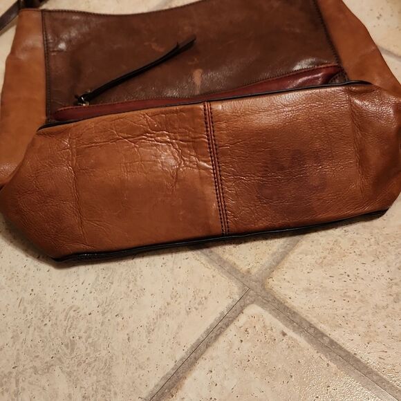 Pikolinos Brown/Garnet Tricolored Leather Cuero Hobo Handbag - Picture 8 of 16